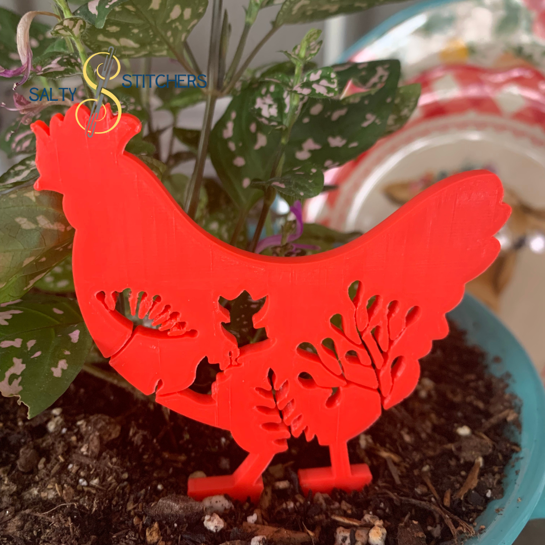 Red Chicken Plant Pal 3d Printed Indoor Trellis