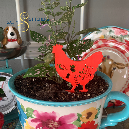 Red Chicken Plant Pal 3d Printed Indoor Trellis