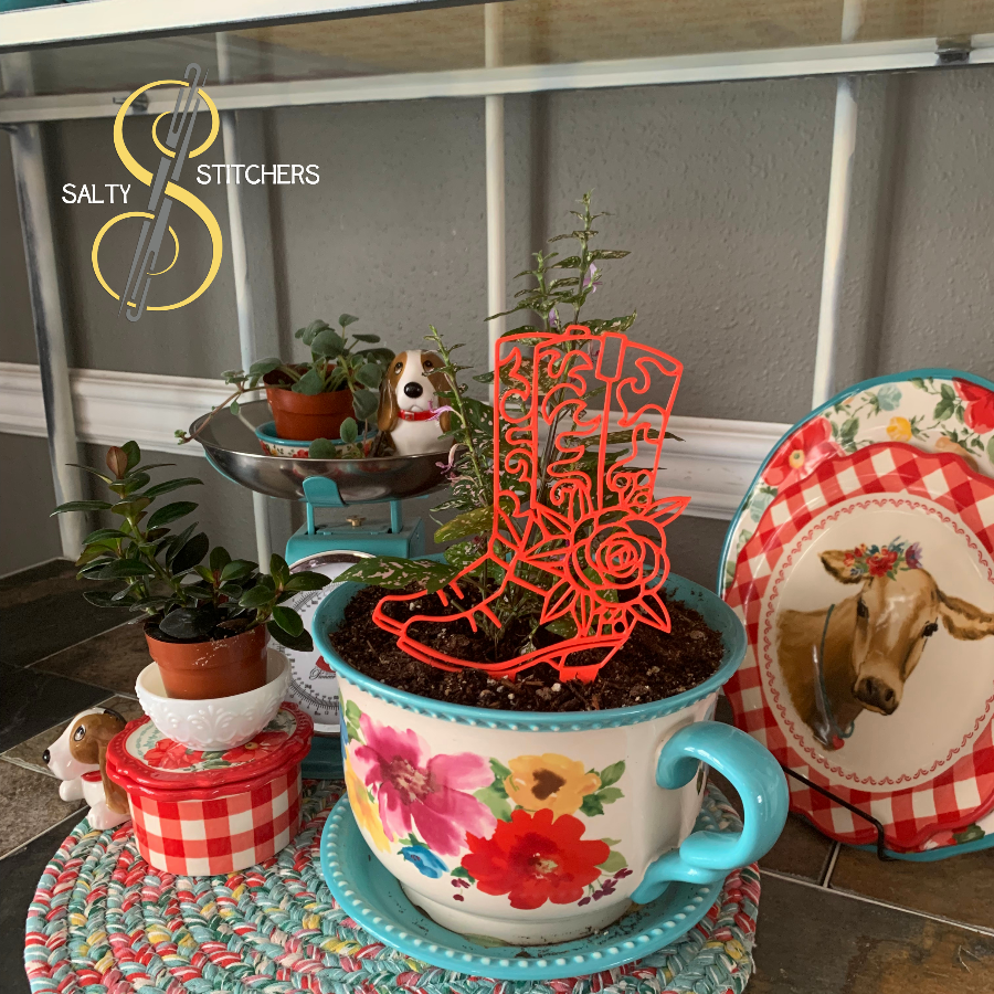 Copy of Country Farmhouse Red Cowboy Boot Plant Pal 3d Printed Indoor Trellis | More Heart Studio