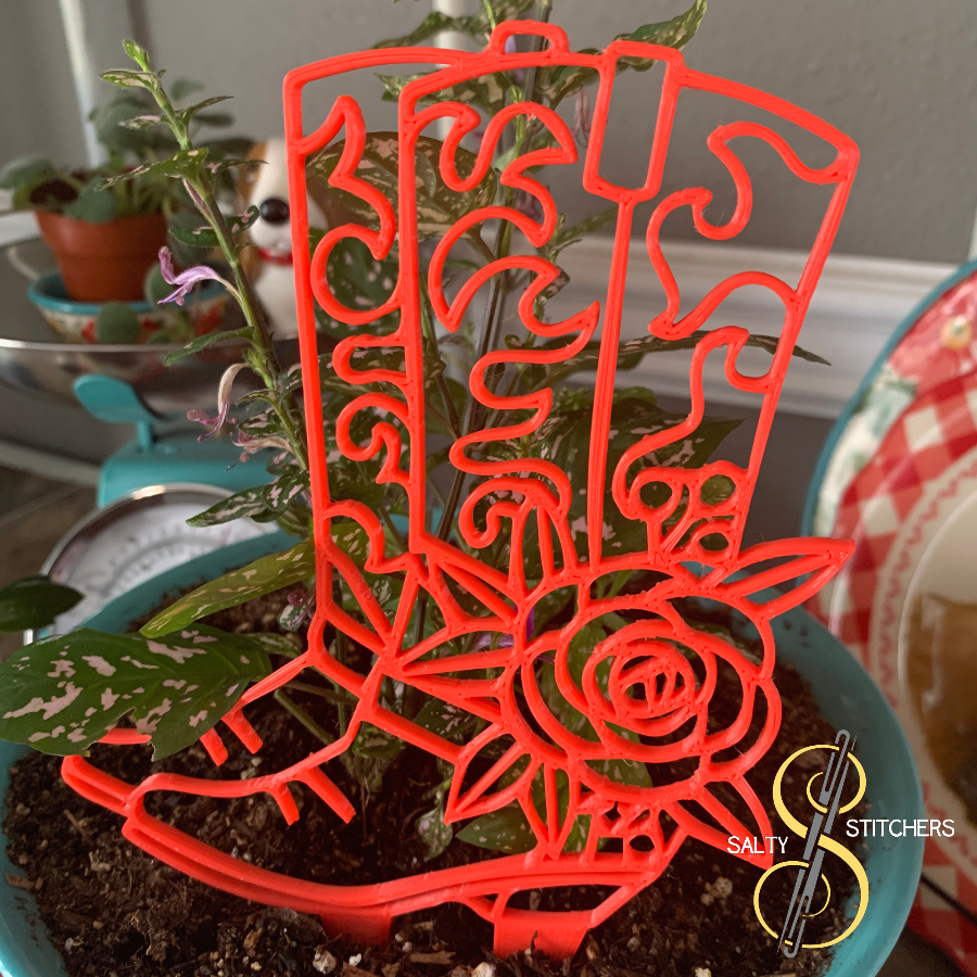 Copy of Country Farmhouse Red Cowboy Boot Plant Pal 3d Printed Indoor Trellis | More Heart Studio