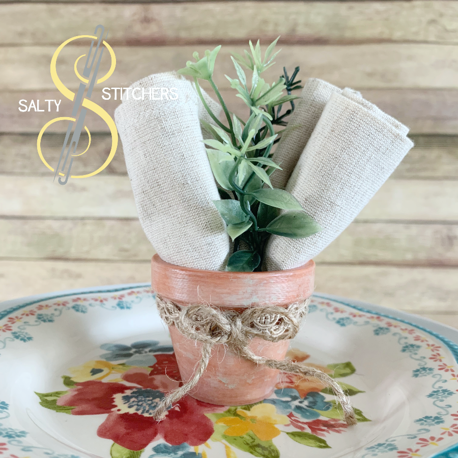 3D Printed Faux Terra Cotta Pot Garden Napkin Ring | Salty Stitchers at More Heart Studio