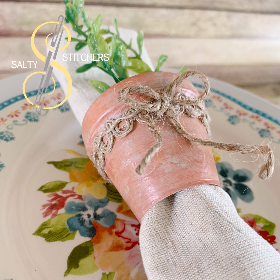 3D Printed Faux Terra Cotta Pot Garden Napkin Ring | Salty Stitchers at More Heart Studio