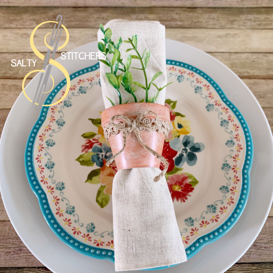 3D Printed Faux Terra Cotta Pot Garden Napkin Ring | Salty Stitchers at More Heart Studio