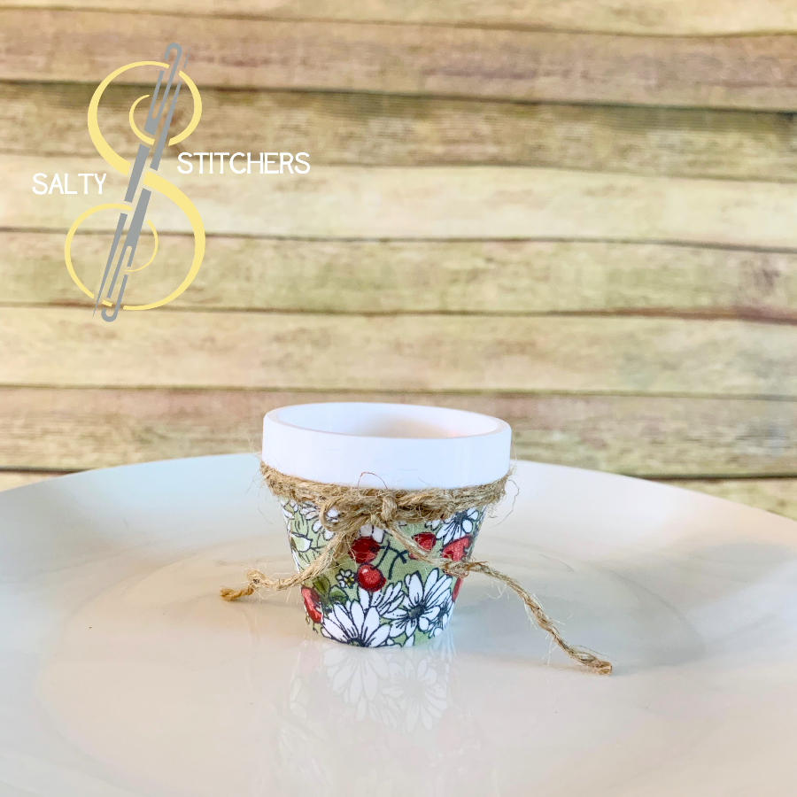 3D Printed Faux Terra Cotta Pot Strawberry Napkin Ring | Salty Stitchers at More Heart Studio