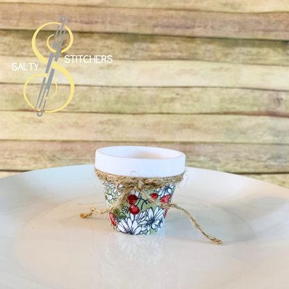 3D Printed Faux Terra Cotta Pot Strawberry Napkin Ring | Salty Stitchers at More Heart Studio