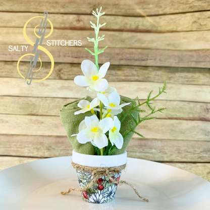 3D Printed Faux Terra Cotta Pot Strawberry Napkin Ring | Salty Stitchers at More Heart Studio