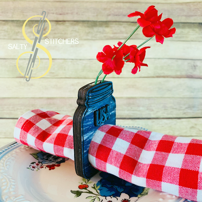 Custom Wood Rustic Country Farmhouse USA Mason Jar Napkin Ring