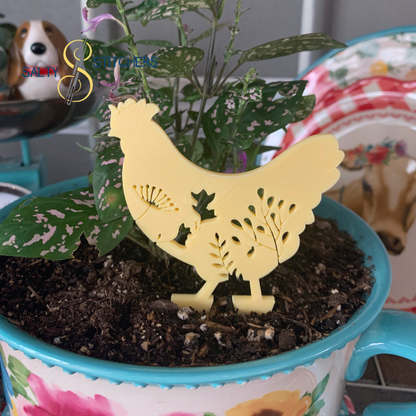 Yellow Chicken Plant Pal 3d Printed Indoor Trellis