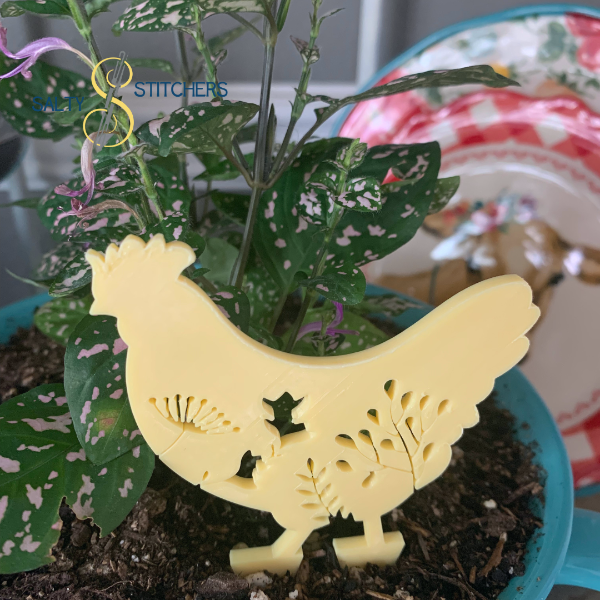 Yellow Chicken Plant Pal 3d Printed Indoor Trellis